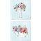 Floral Bathroom Light Blue by Farida Zaman 14" x 14" Canvas Wall Art (Set of 2)